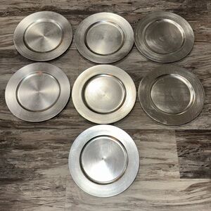 Set of 7 Silver Leaf charger plates serving dinner setting plastic 13 inch